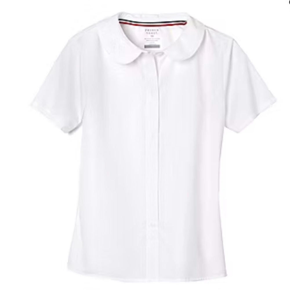 French toast short sleeve modern Peter Pan collar blouse in white size 20.